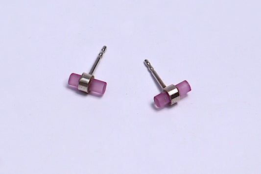 Pink Earrings Small (Recycled Material) - deborahrudolph